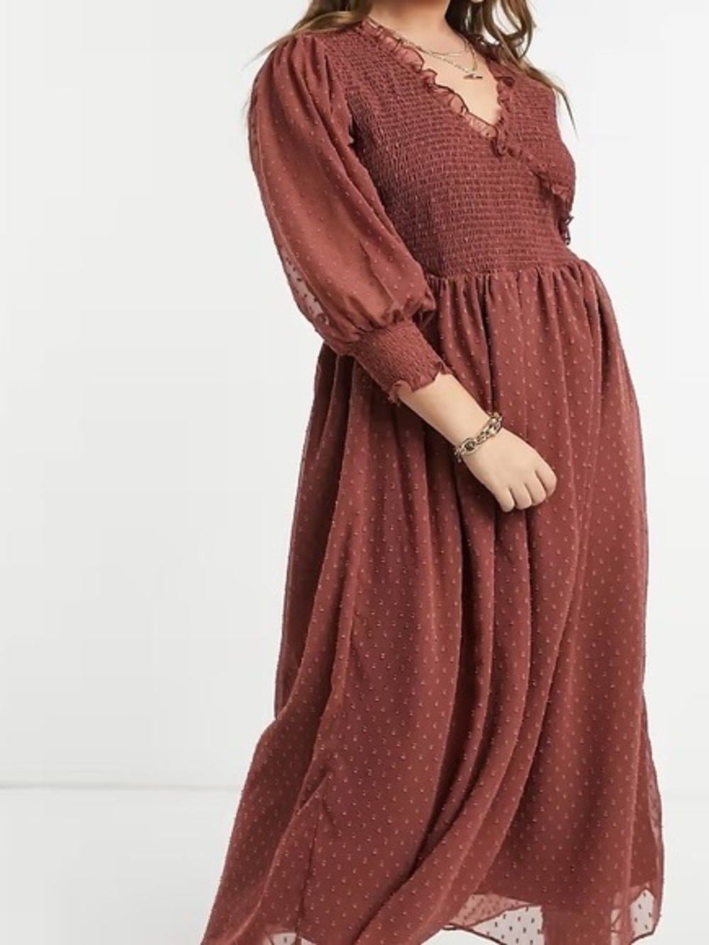 ASOS Curve Rust Smocked Maxi Dress
